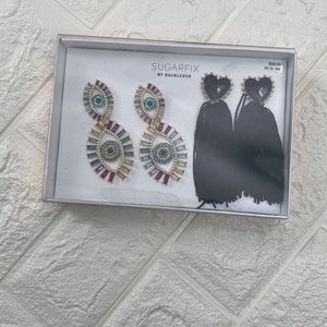 Evil eye and heart/fringe earrings.